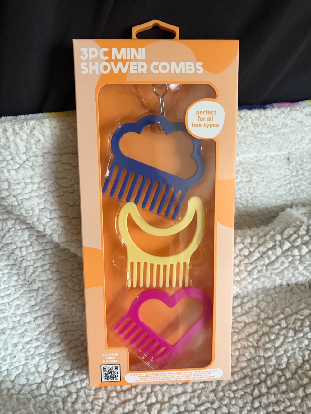 3-Pack Mini Shower Combs — Blue, Yellow & Pink